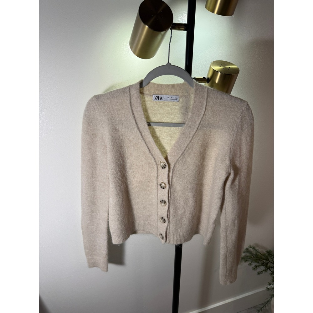 Zara cardigan alpaca blend beige tan soft SM elevated cozy cold weather favorite